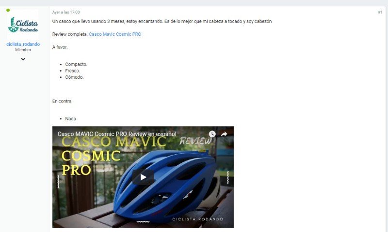 ciclista rodando en los foros